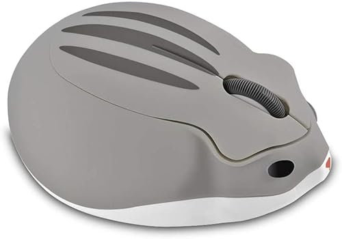 LIKE SHOW Wireless Cute Hamster Shaped Mouse - 1200 DPI, Quiet, Portable USB, Cordless Design for PC, Laptop, MacBook for Kids and Girls(Gray)