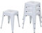 4X Hocker HWC-A73, Metallhocker Sitzhocker, Metall Industriedesign stapelbar - weiß
