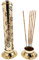 Brûleur dencens (encensoir) Art Floral en Laiton doré - 27 cm de Haut, Base de 8 cm et Couvercle de 5 cm - Poids: 155 g. Porte encens pouvant contenir Jusqu’à 5 bâtons.