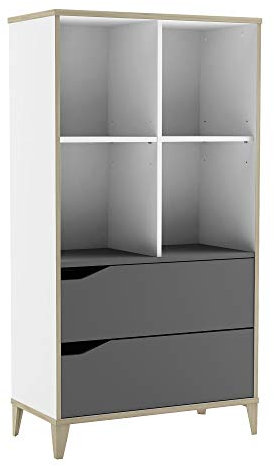 habeig Bücherregal Aktenregal Aktenschrank #844 Regal Wohnzimmerschrank Schubladen grau weiß