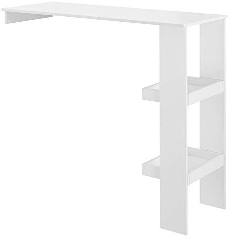 Bancone da Muro Tavolo Alto da Bar per la Casa 120 x 45 x 106 cm Penisola Cucina con 2 Ripiani - Bianco