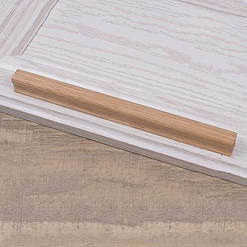 Massiv Eiche Schrankgriff Möbelgriff Holzgriffe Schrankgriff Küchengriffe aus Holz Kleiderschrank Schubladenknöpfe,Hardware für Badezimmermöbel,Euro Vintage Knop,mit Schraube (Hole center:64mm)