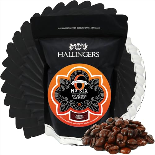 Hallingers Genuss Manufaktur Edel-Kaffee Geschenk-Set - schonend langzeitgeröstet bei niederen Temperaturen 10x No. Six aus Indien, Geschenkidee für Frauen Männer