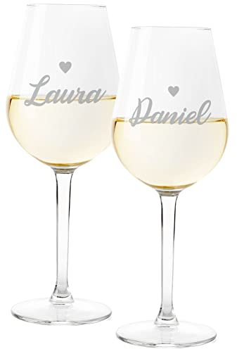 fashwork Coppia Calici PERSONALIZZABILI SanValentino 50 cl Nomi Coppia Idea Regalo Innamorati Amore Anniversario