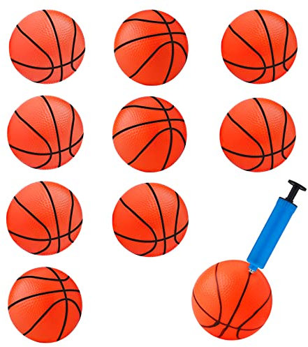 AIEX 10 Stück 10 cm Mini Aufblasbare Basketball, Gummi Mini Basketbälle Spielzeug mit Aufblasvorrichtung, Aufblasbarer Mini Sportbälle für Kinder Spielen Trainieren (Orange)