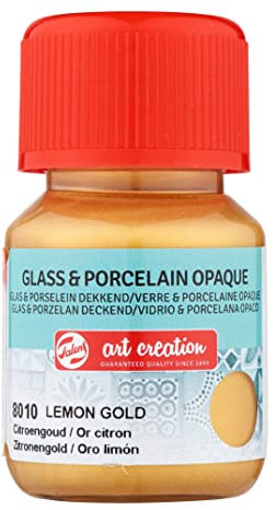 Talens Art Creation Glas & Porzellan Deckende Farbe - 30 ml Lemon Gold 8010 - Lebendiges deckendes Finish für Glas, Porzellan & Keramik - DIY Dekoration & Kunstprojekte
