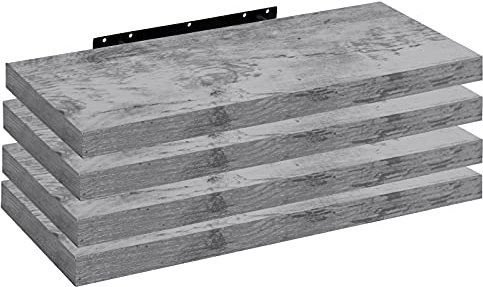 WOLTU Wandregal 4 Stück Set Wandboard Bücherregal Regale für Deko Wandablagen aus MDF Holz,Hängeregal Gelb Eiche,60x23x3.8cm RG9319kei-4