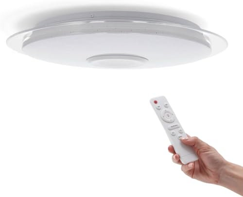 M Ledme - Plafonnier LED Dimmable 30W, 380mm, Lumière avec Musique Changeante de Couleur RGB+CCT, avec Haut-parleur, Bluetooth, Télécommande et Application, Adapté Pour Salle de Bain, Chambre, LM6619