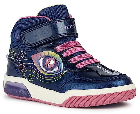 Geox Fille J Inek Girl Basket, Navy Multicolor, 35 EU