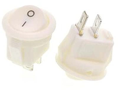 5pcs KCD1 15MM pequeño redondo 2 pines 3 pines 2 archivos 3A/250V 6A/125V AC interruptor basculante interruptor de alimentación (2 posiciones 2pin blanco)