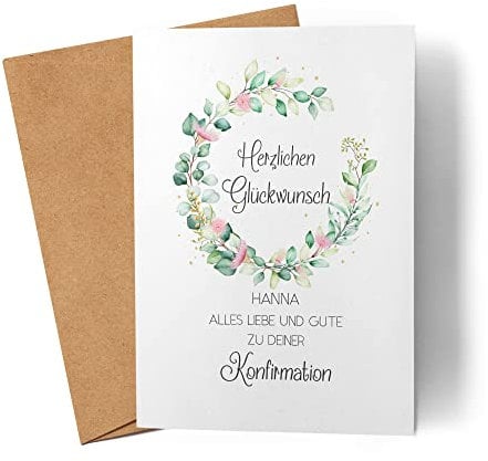Kiddle-Design Karte Konfirmation Mädchen Konfirmationskarte Personalisiert Geldgeschenk Sprüche Gratulation zur Konfirmation Glückwunschkarte