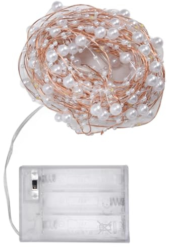 Cyrank Pearl Fairy String Lights, 2 Stück 33ft/10m LED Fairy Christmas Lights Batteriebetriebene Lichterketten Perlen String Lichter Für Gartenparty Hochzeitsdekorationen