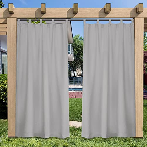 SK Studio Outdoor Vorhang Wasserdicht Terrasse Vorhänge mit Abnehmbaren Schlaufen Sonnenschutz Sichtschutz für Balkon Terrasse Garten Pavillon Strandhaus, 1 Stück Grau, 132x274cm