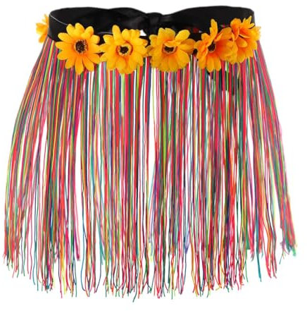 Ushiny Regenbogen Rave Rock, bunt, Quastenrock, Blumen-Fransenrock, Party, Bauchtanz, Hüftschal, Rave-Outfit für Damen und Mädchen, Bunt 1, Einheitsgröße