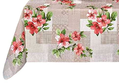 Wachstuch Tischdecke 110 x 140cm, Wachstischdecke abwaschbar, Wachstuchtischdecke wasserabweisend (Blüten Rattan grau 250a)