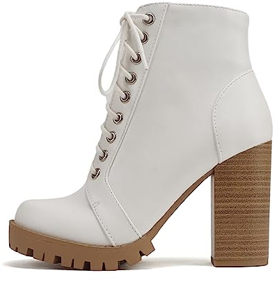 Soda Chalet – Fashion Lace up Military Inspired Ankle Boot with Stacked Heel and Side Zipper