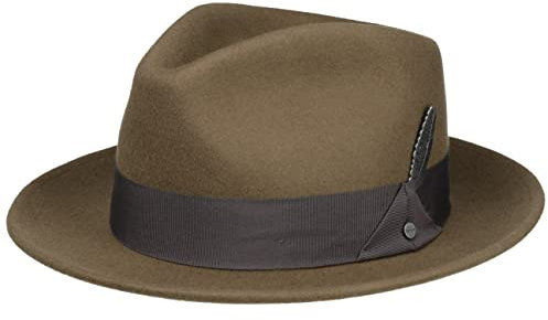 Stetson Burdock Fedora Wollhut - Schwarzer Hut - Klassischer Bogart-Stil - Wasserabweisend mit Asahi Guard - Herbst/Winter - Unisex braun M (56-57 cm)