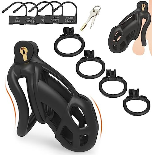 Peniskäfig,Keuschheitskäfig Herren,Chastity Cage Male,mit 4 Arc Hodenringe Penisring,Keuschheitsgürtel für Herren,Penis Käfig Keuschheitsgürtel,Cock Cage,Sex Spielzeug für die Männer (S)