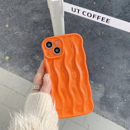 Tybiky Hülle Kompatibel mit iPhone 14, Elektronische Beschichtung Welligkeit Handyhülle, Premium Einfarbige TPU Soft Bumper Kratzfest Schutzhülle, Orange
