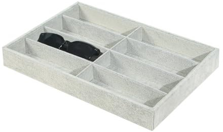 Justsoso Jewelry Sunglasses Organizer Tray, Grey Velvet Eyeglasses Display Tray Box, Glasses Organize Storage Holder for Home Desk or Selling Show Display