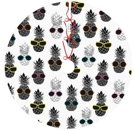 Ananas tragen Bunte Sonnenbrille Weihnachtsbaumrock 48 Zoll Weihnachtsbaumschmuck Outdoor-Weihnachtsschmuck Indoor-Weihnachtsdekor für Baum Herbst Baumrock für Heimdekorationen