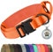 Joytale Collier Chien Tactique, Réglable Collier pour Chien avec poignée pour Chiens de Taille Moyenne Collier de Chien de 3,8 cm de Large Collier de Chien en Nylon, Orange, M