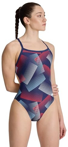 ARENA Mädchen Performance Girls' Halftone Team Print Challenge Back Youth Bathing Swimsuit Badeanzug (1er Pack)
