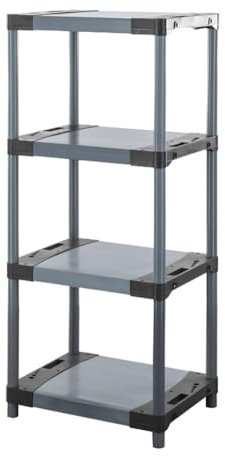 PROREGAL Kunststoffregal Grey Bear | Low | HxBxT 138x60x46cm | Fachlast 120kg | Grau | Plastikregal Kellerregal Lagerregal Steckregal