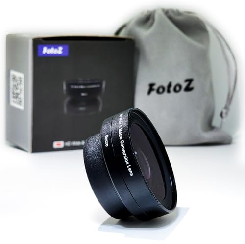FotoZ Obiettivo di conversione grandangolare da 40,5 mm 0,75x (con macro), mini obiettivo HD grandangolare e macro, per Sony ZV-1F ZV-E10 A6100 A6400 A6600 A6700 accessori, compatibile con kit di