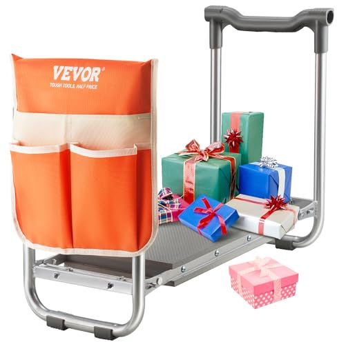VEVOR Gartensitzkniebank Kniebank mit weichem Kniekissen für Gartenarbeit - Garten-Kniebank klappbar Gartenhocker bis 150 kg mit Werkzeugtaschen, Gartenstuhl zum Knien & Sitzen 550 x 300 x 445 mm