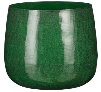 MICA Decorations Benson Blumentopf – H22 x Ø24 cm – Metall – Dunkelgrün
