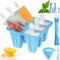 Moule à Glace, Moule Silicone Glace pour Adultes et Enfants, Réutilisables Popsicle Mold, Moule Glace à l'eau avec Pinceau de Nettoyage et Entonnoir de Pliage (Bleu, 6 Cavités)