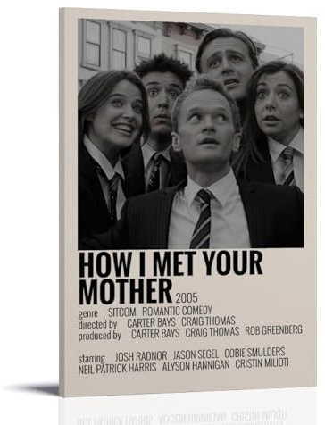 How I Met Your Mother Black & White Poster Dekorative Malerei Leinwand Wandkunst Wohnzimmer Poster Schlafzimmer Malerei 24x36inch(60x90cm)