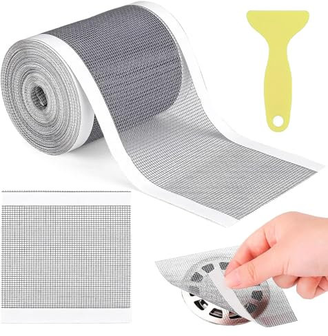Luckwaii Dusche Haarsieb Duschrinne 10cm x 10m Haarfänger Einweg Duschabfluss Mesh Aufkleber Abflusssieb mit Plastikspatel Sieb Badewanne Abfluss Haare Haushaltshelfer für Bad, Badewannen, Küche