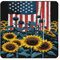SEEKJOYS Picknickdecke mit USA-Flagge und Sonnenblume, extra groß, mit Tragegurt, faltbar, leicht, wasserdicht, Stranddecke, 200 x 200 cm, für Strand, Camping, Wandern, Park, Terrasse