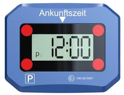 VOLKSTOOL Elektronische Parkscheibe - Mit KBA Zulussung vom Kraftfahrt-Bundesamt - Digitale Parkuhr mit Automatischer Zeiteinstellung, Beleuchteten Display, Bewegungssensor & SOS-Licht