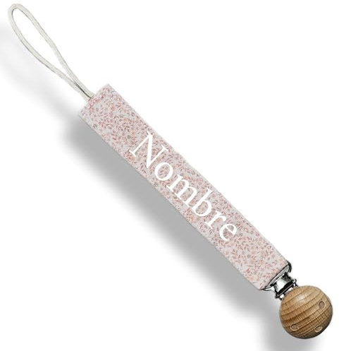 Chupeteros Personalizados con el Nombre de su Bebe. Seleccione Color, Diseño y Nombre de la Cadena del Chupete. Sujetachupetes Seguros y Divertidos. TetebyNoa (Tela Florecitas)
