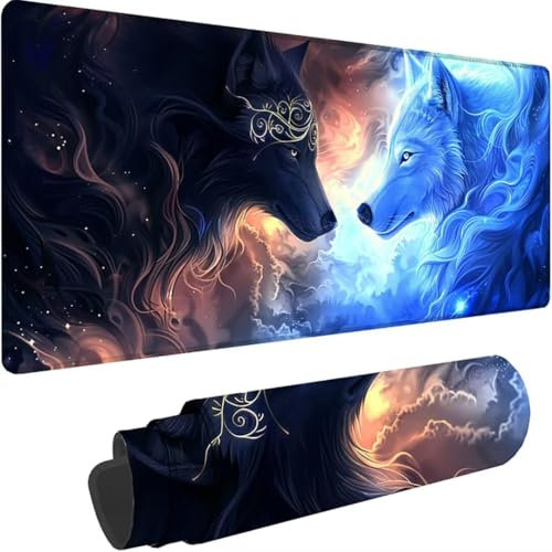 Mousepad xxl 900 x 400, Blau Mauspad Tiere Großes Mauspad Gaming mit Motiv, Rutschfeste Genähte Kante, Tischunterlage Large Size, Verbessert Präzision und Geschwindigkeit, Wasserdicht Mouse Pad K-8