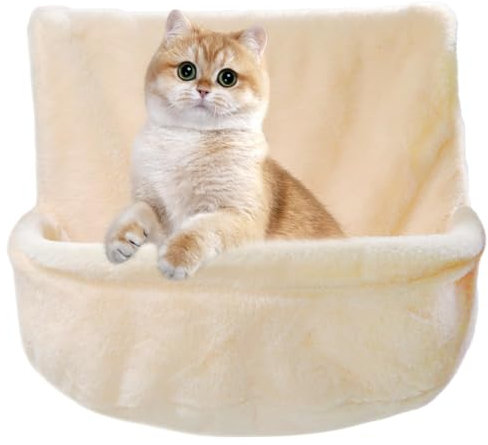 Hängematte für Katzen – Hängematte für Stuhl, stabil und faltbar, robuste Halterung | Entspannungsbereich für Katzen, bequeme Plüschmatte, einfache Montage an Türen, Rampen, perfekt zum Schlafen