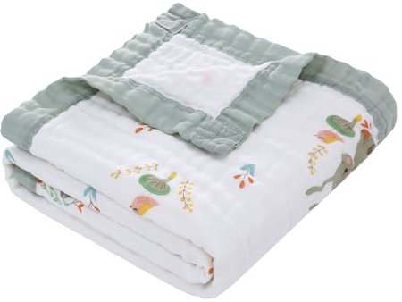 Musselin Babydecke für Babys 6-Lagig Kinder Baumwolle Decke Weich Atmungsaktiv Wickeldecke Einschlagdecke Mädchen Junge 110x110cm (Grau Kaninchen)