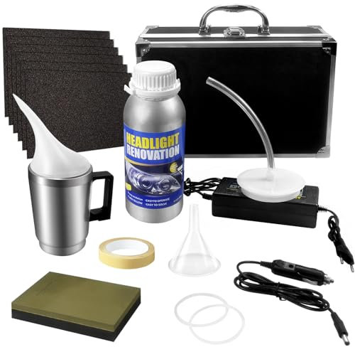 Qunbanty Kit Reparación Faros 800g Pulido Faros Coche,Kit Pulir Faro,Kit Renovador Faros Coche,Kit Reparación Lentes Faros Coche,Kit de Herramientas Restauración Farospara Amarillear/Rayones/Grietas
