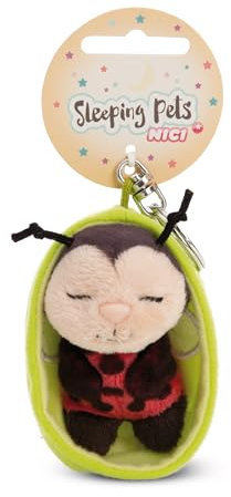 NICI 61610 Porte-clés, Motif Coccinelle, Inscription « Sleeping Pets », 8 cm, Dans Un Panier, Rouge, Compagnon Fidèle Pour Sac À Dos Ou Pour Sac, Pour Petits Et Grands