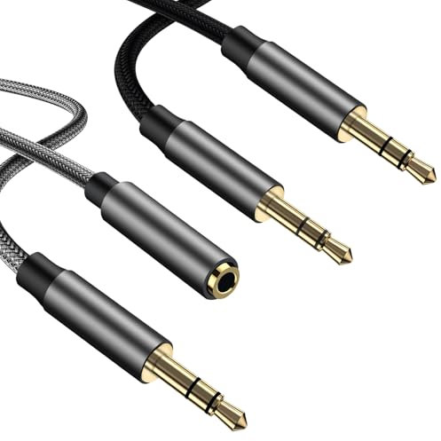 Evavii Cable Audio Jack 3.5mm Macho 1m & 5m Alargador Jack 3.5, Estéreo Nylon Trenzado Auxiliar Compatible con Autoradio, iPhone, MP3,PC
