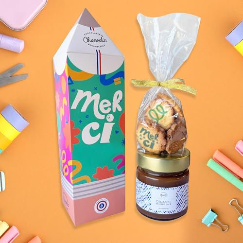 Coffret duo Caramel et Biscuits au beurre | Collection Merci | Remerciement Maîtresse Maître Atsem Nounou Collègue