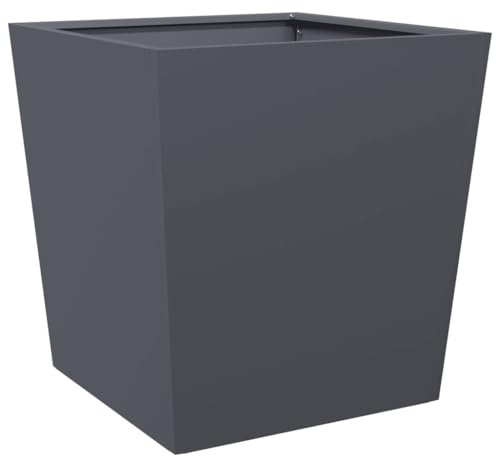 HEFZGDB Pflanzkübel Anthrazit 50x50x50 cm Stahl Pflanzkübel Groß Blumentopf Gross Innen Pflanzentopf Gross Blumenkasten für Garten Parks Innenhof Terrasse