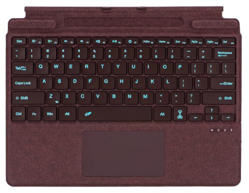 Teclado Bluetooth para Microsoft Surface Pro Copilot+ PC (11ª edición), compatible con Pro 8 Pro 9 Pro 10/Pro X Pro 11 Generation, QWERTZ, Trackpad, carga USB, alemán (burdeos)