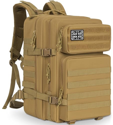 OUUTMEE Militärischer taktischer Rucksack (25 l/35 l/45 l/50 l), MOLLE-Rucksack für Damen und Herren, Armee-Assult Camouflage, Jagd, Tagesrucksack, Laptop-Tasche für Wandern, Reisen, Camping und