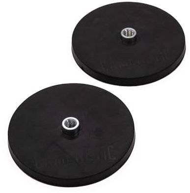 Campnetic Magnete 88mm mit M8-Gewindebuchse 2er Set – Gummierte starke Haftmagnete bis 56kg, Neodym Magnet, Outdoor Magnet, Campingzubehör, Offroadzubehör, Magnetische Halterung, DIY Magnet, Vanlife