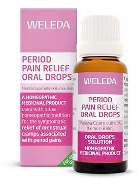 Weleda Period Pain Relief Oral Drops with Lemon Balm, Homeopathic, 25 mL | Relieves menstrual cramps, Contains Melissa Cupro lemon balm, Vegan, Homeopathic oral drops, Pocket-size bottle