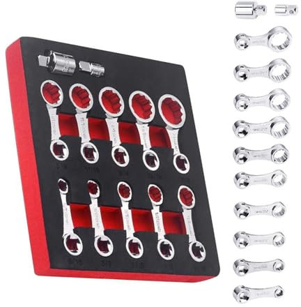 Heoscus 12Piece 12-Point Box End Torques Adapter Extension Set 3/8 Torques Wrench Adapter Torques Wrench Spanner 12 Point